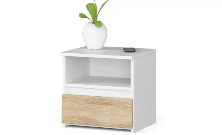 Nachttisch Carla Weiß, Eiche Sonoma (Nachbildung)