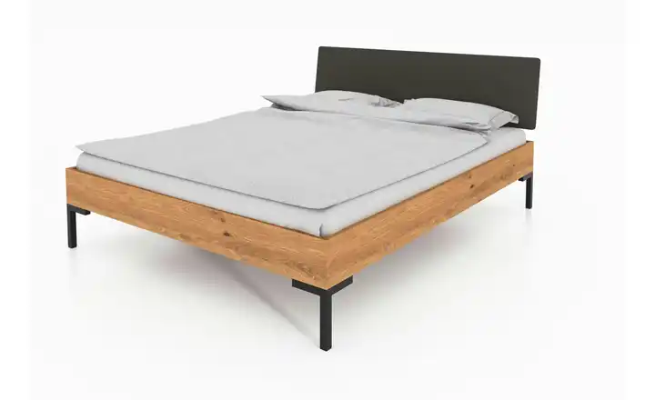 Massivholzbett mit gepolstertem Kopfteil Clara Wildeiche 160 cm 190 cm