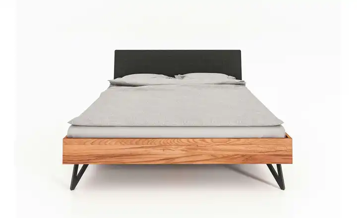 Massivholzbett mit gepolstertem Kopfteil Karl Wildeiche 140 cm 200 cm