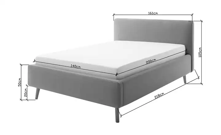 Polsterbettgestell Mattis Türkis Webstoff grob 140 cm ohne Bettkasten