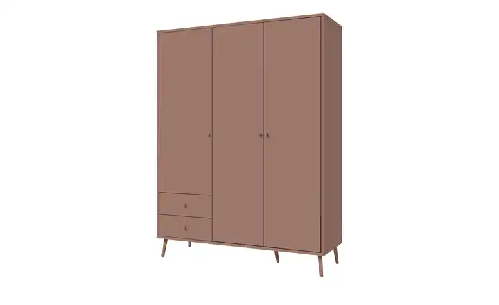  Kleiderschrank 3-türig, Terracottafarben, mit Einlegeböden Hemsby
