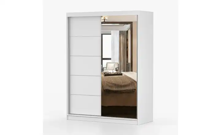 Schwebetürenschrank 2-türig, mit Einlegeböden Vista Weiß