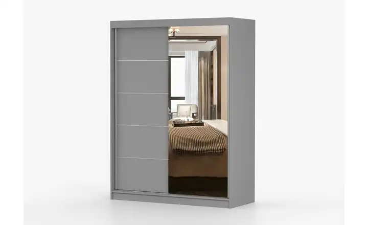 Schwebetürenschrank 2-türig, mit Einlegeböden Vista Grau