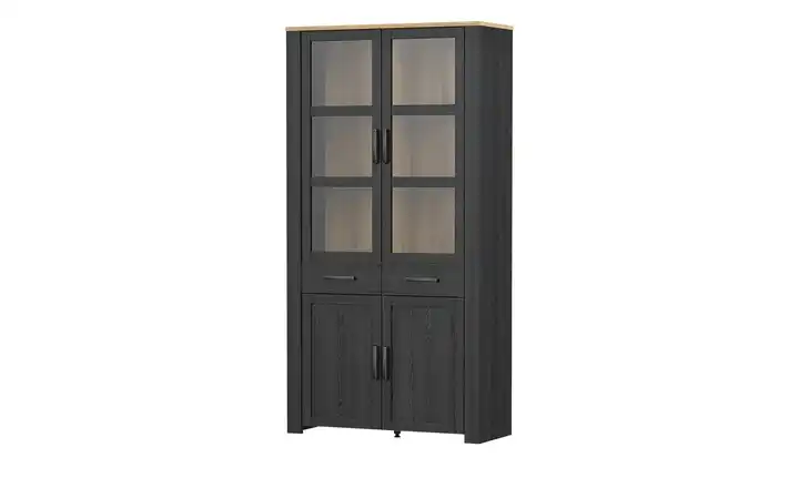 Doppelvitrine Toneo Mooreiche (Nachbildung), Eiche (Nachbildung)