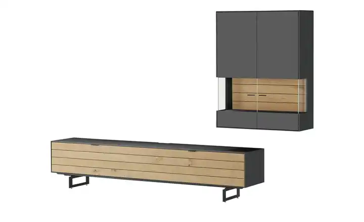 Jette Home Wohnkombination Como Graphit, Eiche Rechts