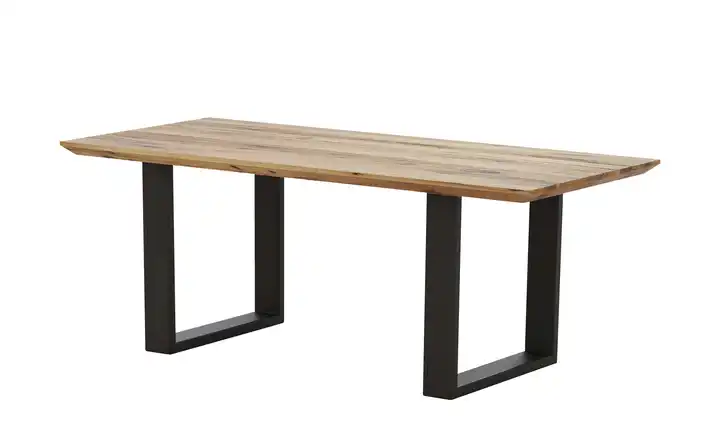 Woodford Massivholztisch Pantheon Wildeiche Kufen (U-förmig) Anthrazit Schweizer Tischkante 160 cm