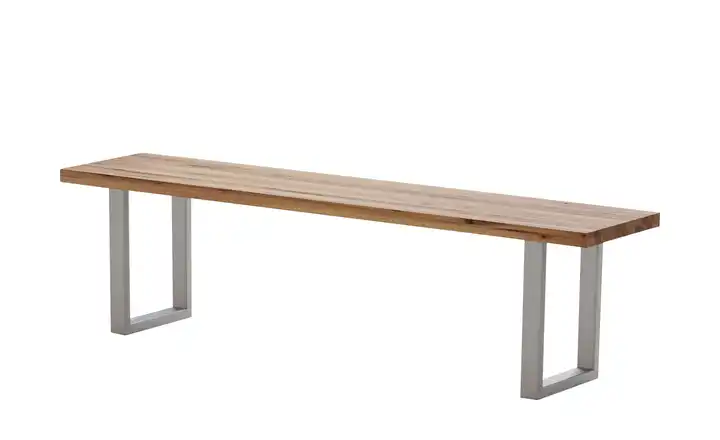 Woodford Massivholzbank Pantheon Kufen (U-förmig) Eiche Bassano edelstahlfarben, gebürstet 190 cm
