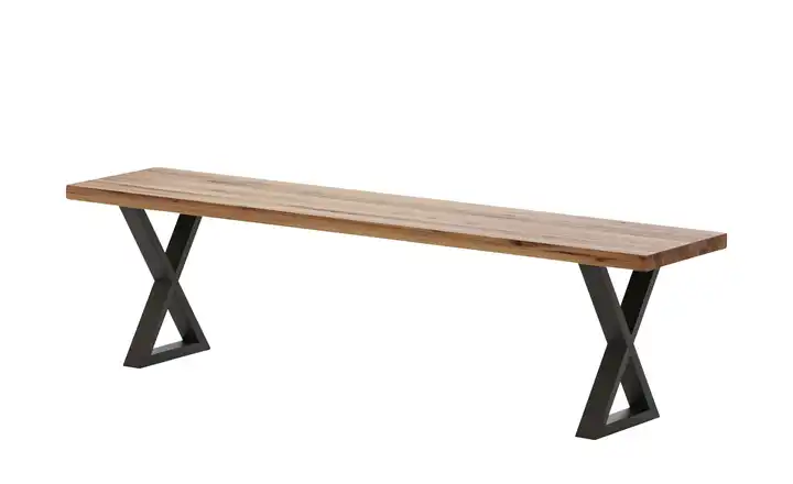 Woodford Massivholzbank Pantheon Kufen (X-förmig) Eiche Bassano Anthrazit, lackiert 210 cm