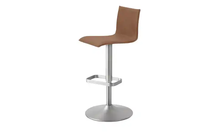 Barhocker MyTina Mikrofaser Cognacbraun verchromt, matt