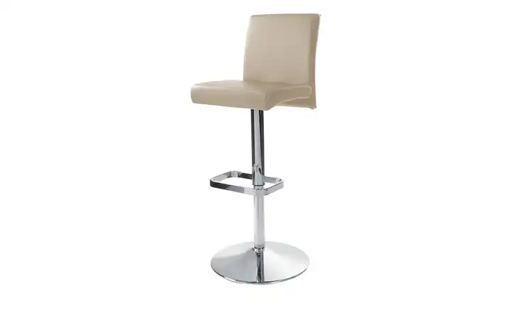 Barhocker MyTina Mikrofaser Beige verchromt, glänzend