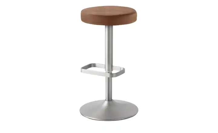 Barhocker MyDivo Cognacbraun verchromt, matt