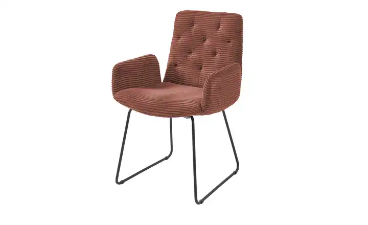 Jette Home Polsterstuhl Salo Cognacbraun Armlehne Cordstoff grob