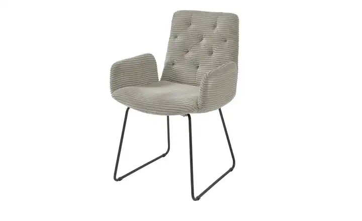 Jette Home Polsterstuhl Salo Steingrau Armlehne Cordstoff grob