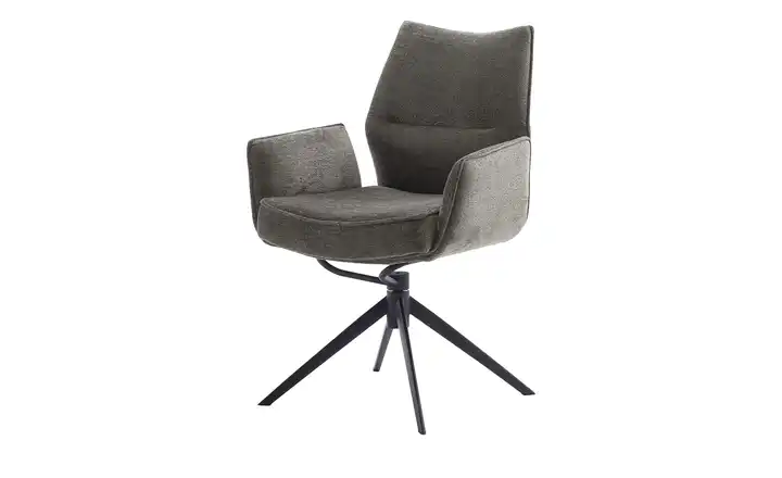 Esszimmerstuhl drehbar Eno Cappuccino Flachgewebe Schwarz Armlehne, Drehfunktion