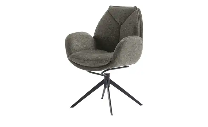 Esszimmerstuhl drehbar Eno Cappuccino Flachgewebe Schwarz Armlehne, Drehfunktion