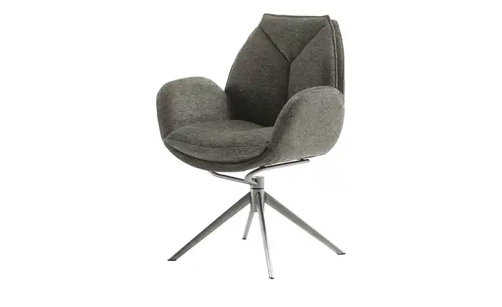 Esszimmerstuhl drehbar Eno Cappuccino Flachgewebe edelstahlfarben Armlehne, Drehfunktion