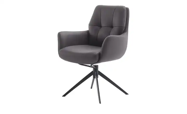 Esszimmerstuhl drehbar Eno Cappuccino Leder Schwarz Armlehne, Drehfunktion