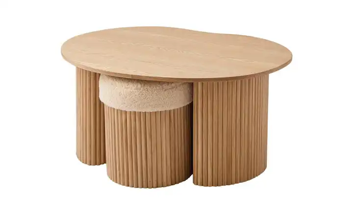 Couchtisch und 2 Poufs  