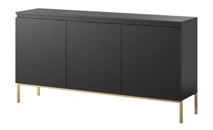 Sideboard Bemmi 150 cm Schwarz 3 Stück