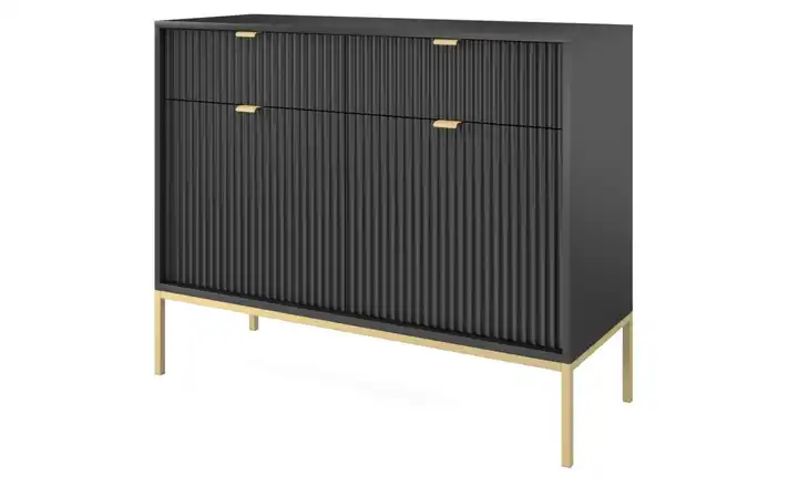 Sideboard Vellore Schwarz Goldfarben