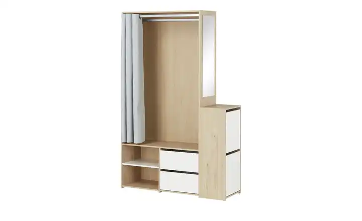 Kompaktgarderobe Trevisago Eiche (Nachbildung), Grau, Weiß