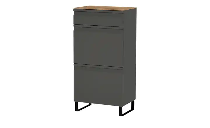 Wohnwert Schuhschrank Leo Anthrazit, matt, Eiche (Nachbildung) Mit Schuhkörben