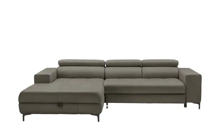 switch Ecksofa aus Mikrofaser Caro Grau links Erweiterte Funktion