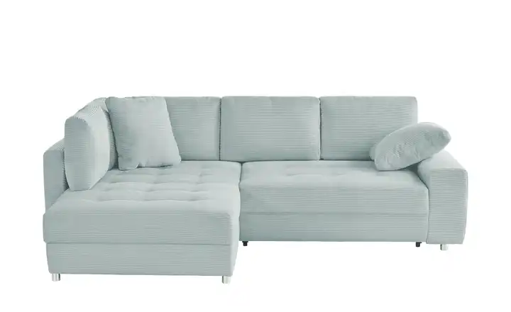 bobb Ecksofa Arissa de Luxe Pastellblau links Cordstoff