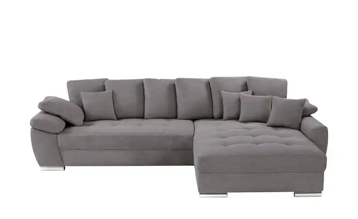 bobb Ecksofa Farina Steingrau rechts Cordstoff