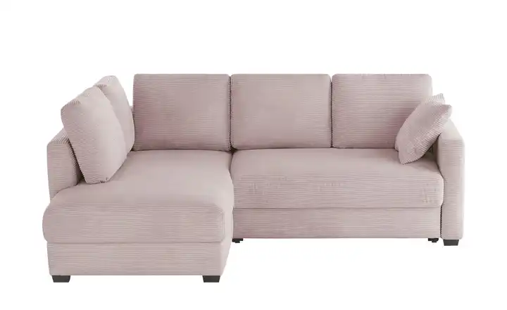 bobb Ecksofa mit Boxspringpolsterung Lisa de Luxe links Rosa Cordstoff
