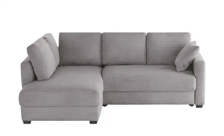 bobb Ecksofa mit Boxspringpolsterung Lisa de Luxe links Dunkelgrau Cordstoff