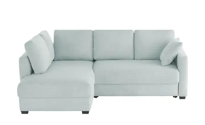bobb Ecksofa mit Boxspringpolsterung Lisa de Luxe links Hellblau Cordstoff