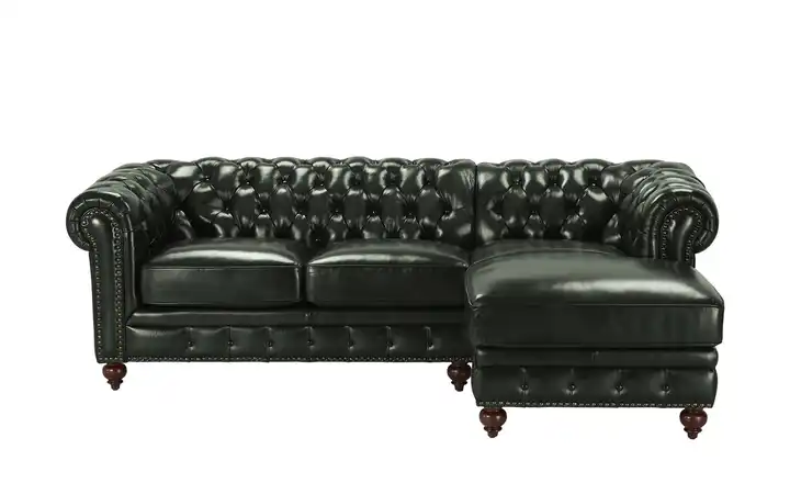 uno Ecksofa Bezug aus Echtleder Chesterfield