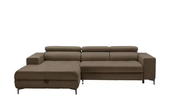 switch Ecksofa aus Mikrofaser Caro Braun links Erweiterte Funktion