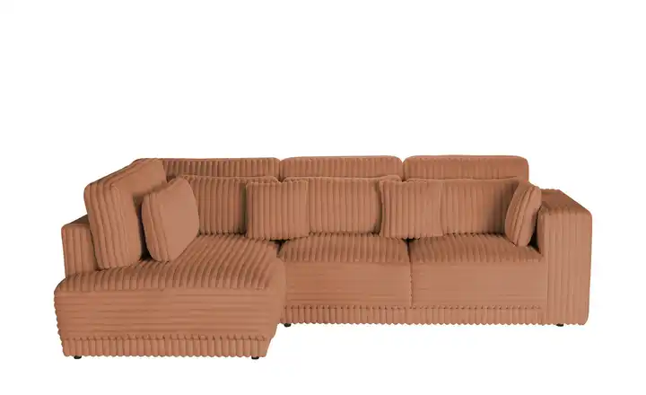 switch Ecksofa  in modernem Breitcord Torrino  Rostrot links