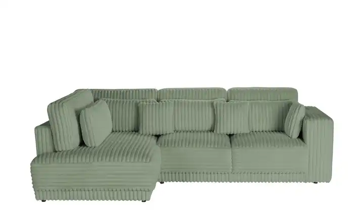 switch Ecksofa  in modernem Breitcord Torrino  Olivgrün links