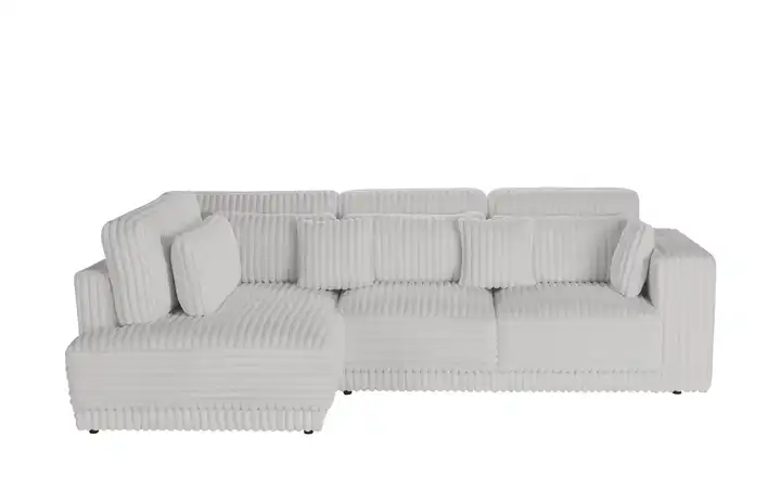switch Ecksofa  in modernem Breitcord Torrino  Silbergrau links
