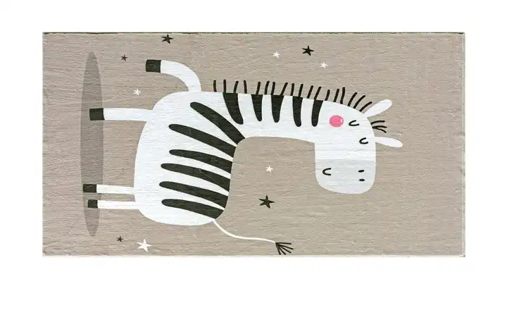 KJUT Kinderteppiche Kiddy 80x150 cm Hellbraun, Weiß, Schwarz