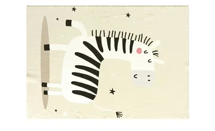 KJUT Kinderteppiche Kiddy 140x200 cm Beige, Weiß, Schwarz