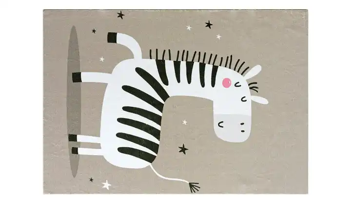 KJUT Kinderteppiche Kiddy 140x200 cm Hellbraun, Weiß, Schwarz