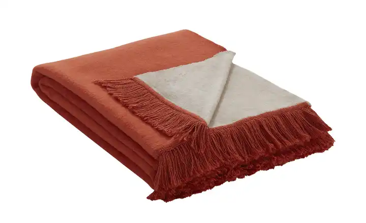 como Wohndecke mit Fransen Doubleface Sophia Terracotta, Beige