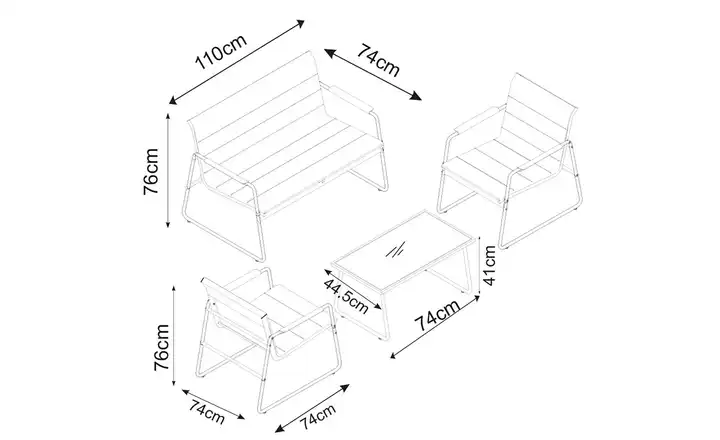  Gartenmöbel 4er-Set  