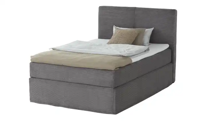Boxi Boxspringbett Boxi Classic Anthrazit 140 cm Cordstoff H2 Kaltschaumkern