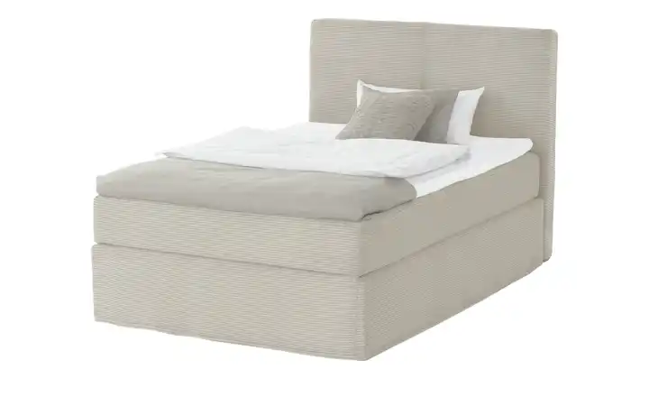 Boxi Boxspringbett Boxi Classic Natur 140 cm Cordstoff H2 Kaltschaumkern