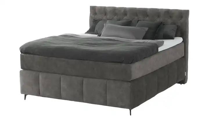 Jette Home Boxspringbett Glam New Dunkelgrau 200 cm H2 & H5 Kaltschaumkern