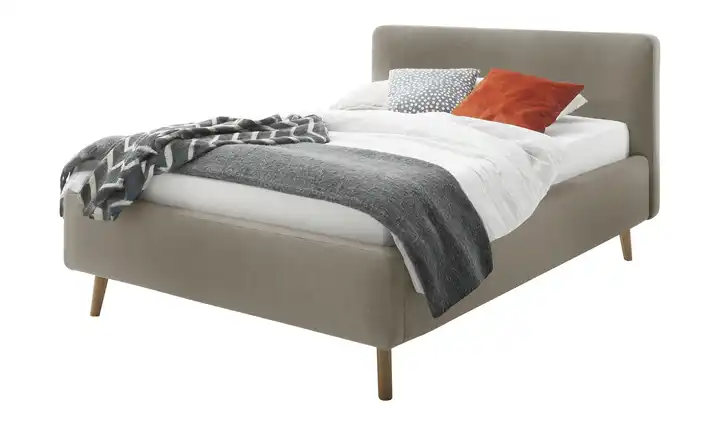 Polsterbettgestell Mattis Taupe Webstoff fein 120 cm ohne Bettkasten
