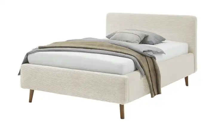 Polsterbettgestell Mattis Beige Cordstoff 120 cm ohne Bettkasten