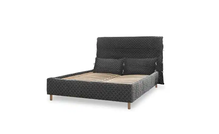 Miuform Polsterbett gemustert Sleepy Luna 112 cm ohne Bettkasten 166 cm 160x200 cm Grau