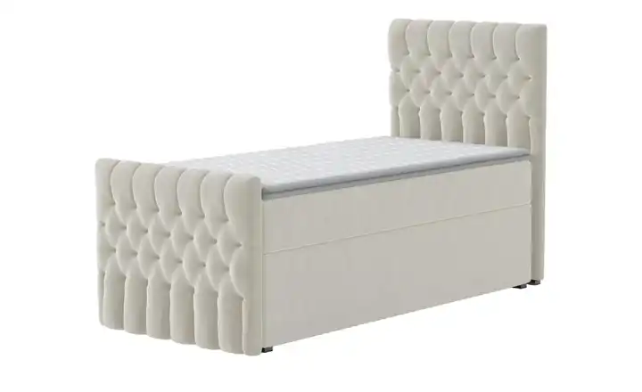 Boxbett mit Bettkasten und Fußteil Belek King Creme 100 cm