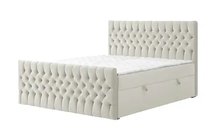 Boxbett mit Bettkasten und Fußteil Belek King Creme 200 cm